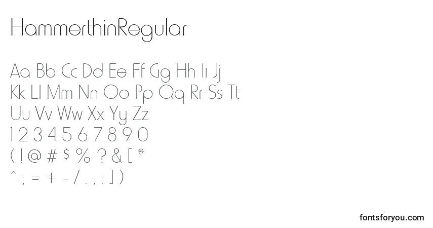 A fonte HammerthinRegular – alfabeto, números, caracteres especiais