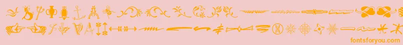 TypeEmbellishmentsThreeLetPlain.1.0-Schriftart – Orangefarbene Schriften auf rosa Hintergrund