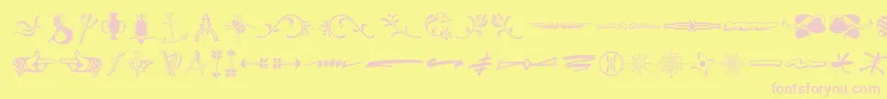 TypeEmbellishmentsThreeLetPlain.1.0-fontti – vaaleanpunaiset fontit keltaisella taustalla