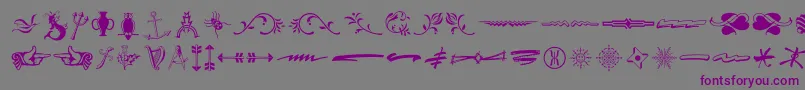 TypeEmbellishmentsThreeLetPlain.1.0-fontti – violetit fontit harmaalla taustalla