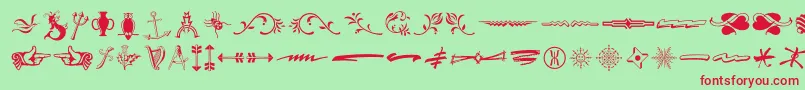 フォントTypeEmbellishmentsThreeLetPlain.1.0 – 赤い文字の緑の背景