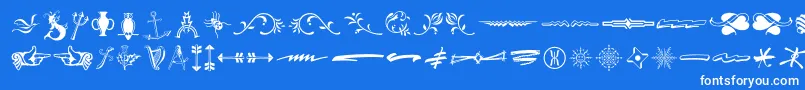 フォントTypeEmbellishmentsThreeLetPlain.1.0 – 青い背景に白い文字