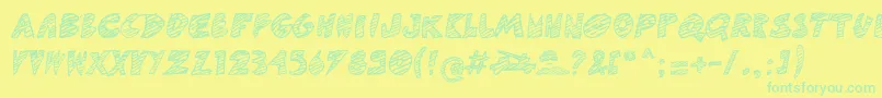 DfGameover Font – Green Fonts on Yellow Background