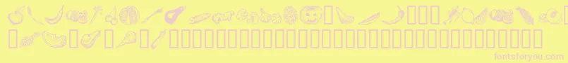 VeggiTerra-fontti – vaaleanpunaiset fontit keltaisella taustalla