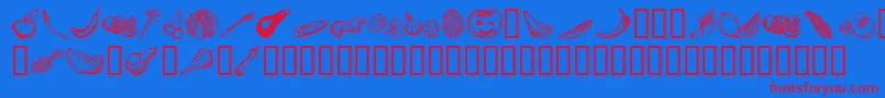 VeggiTerra Font – Red Fonts on Blue Background