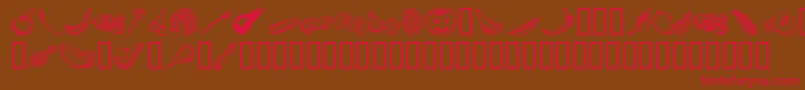 VeggiTerra-Schriftart – Rote Schriften auf braunem Hintergrund