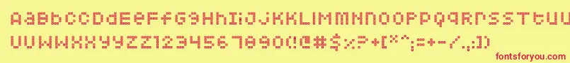 Squarodynamic 07-Schriftart – Rote Schriften auf gelbem Hintergrund