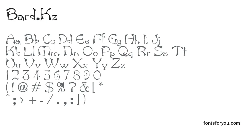 Czcionka Bard.Kz – alfabet, cyfry, specjalne znaki