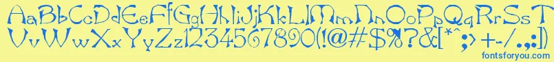 Bard.Kz-Schriftart – Blaue Schriften auf gelbem Hintergrund