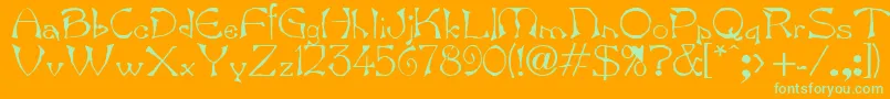 Bard.Kz-Schriftart – Grüne Schriften auf orangefarbenem Hintergrund