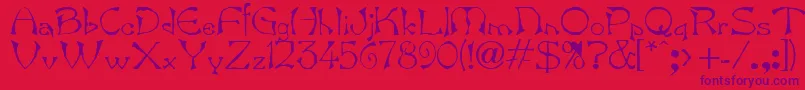 フォントBard.Kz – 赤い背景に紫のフォント