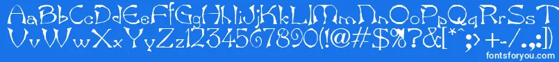 Bard.Kz-Schriftart – Weiße Schriften auf blauem Hintergrund