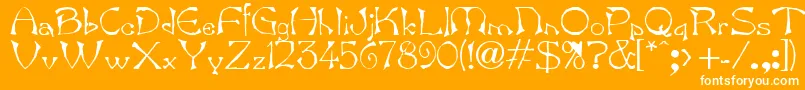 Bard.Kz-Schriftart – Weiße Schriften auf orangefarbenem Hintergrund
