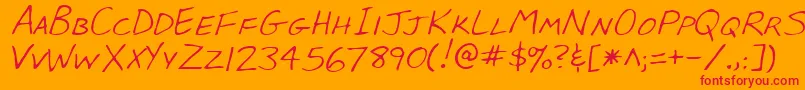 LeeRegular-Schriftart – Rote Schriften auf orangefarbenem Hintergrund