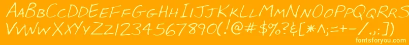 LeeRegular-Schriftart – Gelbe Schriften auf orangefarbenem Hintergrund