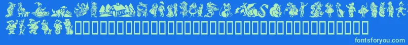 GeStorybookTales Font – Green Fonts on Blue Background