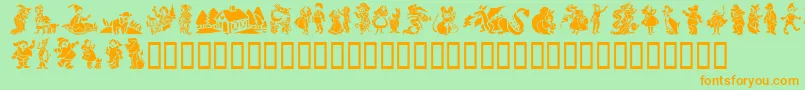 Fonte GeStorybookTales – fontes laranjas em um fundo verde