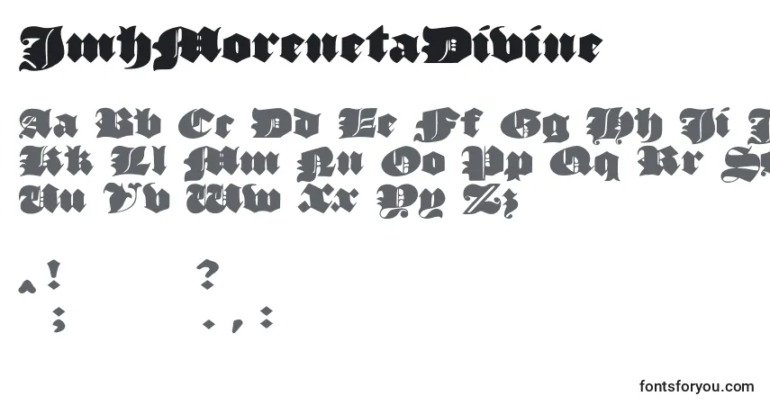 JmhMorenetaDivine (93490) Font – alphabet, numbers, special characters