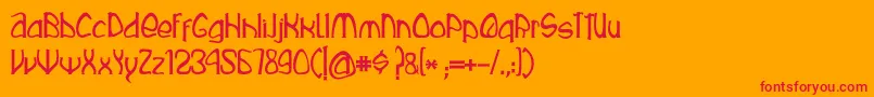 フォントRustika – オレンジの背景に赤い文字