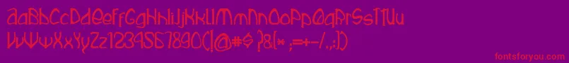 Rustika-Schriftart – Rote Schriften auf violettem Hintergrund