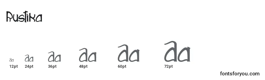 Größen der Schriftart Rustika