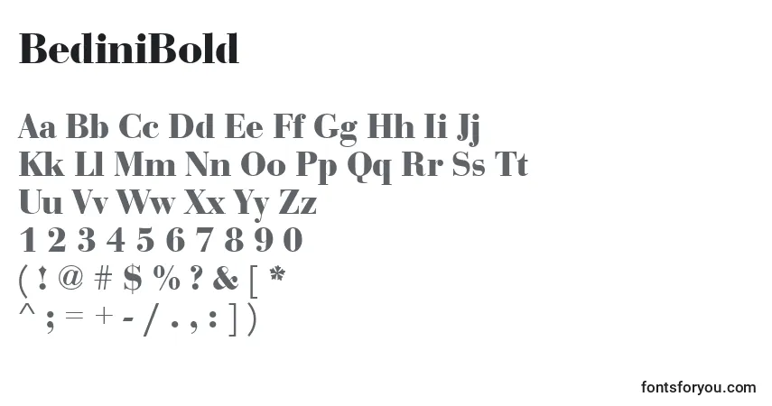 Schriftart BediniBold – Alphabet, Zahlen, spezielle Symbole