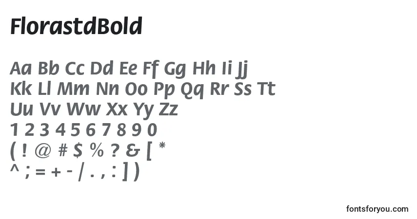 Czcionka FlorastdBold – alfabet, cyfry, specjalne znaki