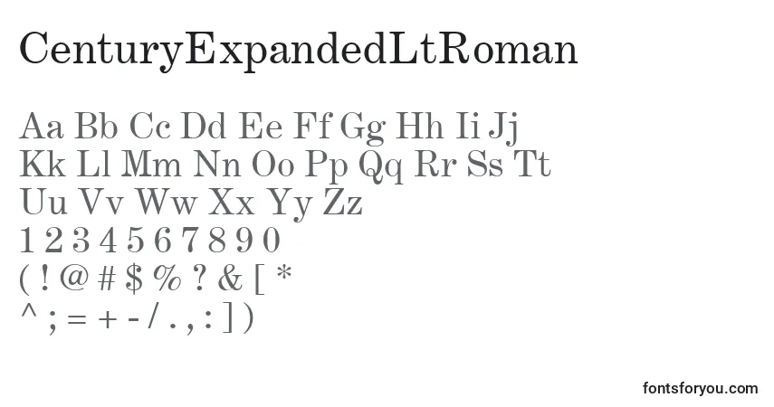 Czcionka CenturyExpandedLtRoman – alfabet, cyfry, specjalne znaki
