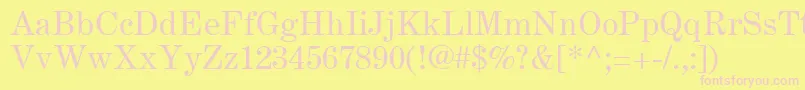 CenturyExpandedLtRoman-fontti – vaaleanpunaiset fontit keltaisella taustalla
