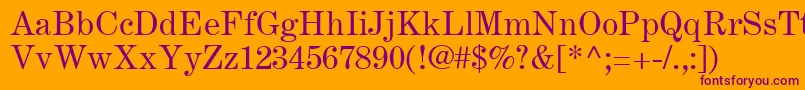 CenturyExpandedLtRoman-Schriftart – Violette Schriften auf orangefarbenem Hintergrund