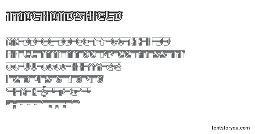 Czcionka TrackAndShield – alfabet, cyfry, specjalne znaki
