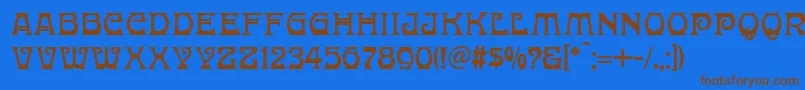 フォントDonaldinaNormal – 茶色の文字が青い背景にあります。