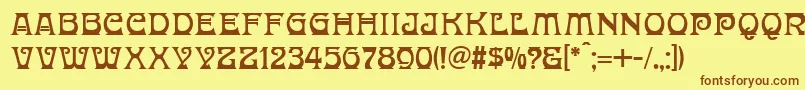 DonaldinaNormal-fontti – ruskeat fontit keltaisella taustalla
