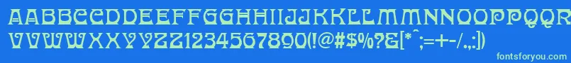 DonaldinaNormal Font – Green Fonts on Blue Background