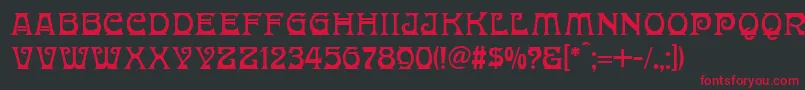 フォントDonaldinaNormal – 黒い背景に赤い文字