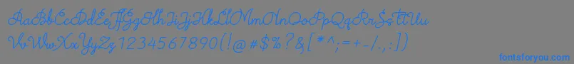 TheodistaDecallyItalic-Schriftart – Blaue Schriften auf grauem Hintergrund