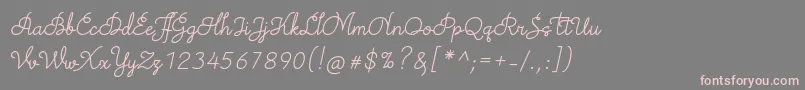 Czcionka TheodistaDecallyItalic – różowe czcionki na szarym tle