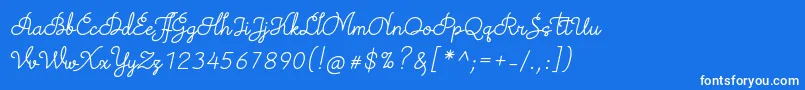 Fonte TheodistaDecallyItalic – fontes brancas em um fundo azul