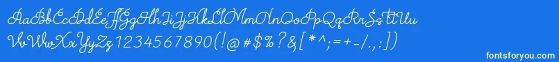 Fonte TheodistaDecallyItalic – fontes amarelas em um fundo azul