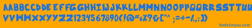 SkrunchBold Font – Blue Fonts on Orange Background