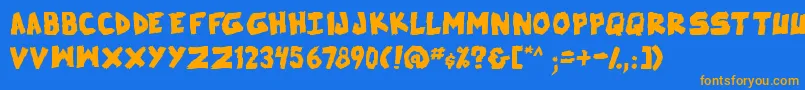 Fonte SkrunchBold – fontes laranjas em um fundo azul