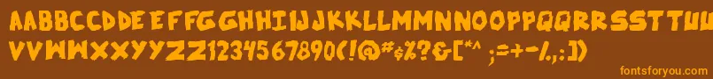 Saiba mais sobre a fonte SkrunchBold Fonte SkrunchBold – fontes laranjas em um fundo marrom