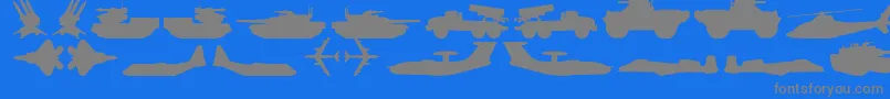 MilitaryRpg-fontti – harmaat kirjasimet sinisellä taustalla