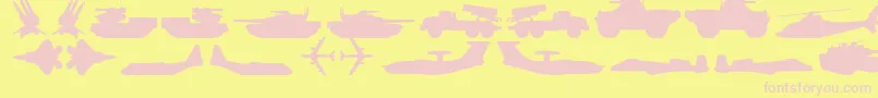 フォントMilitaryRpg – ピンクのフォント、黄色の背景