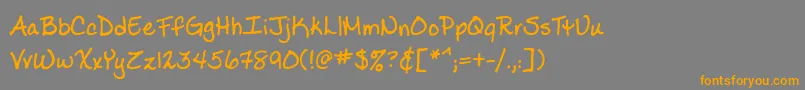 フォントLadylikebb – オレンジの文字は灰色の背景にあります。