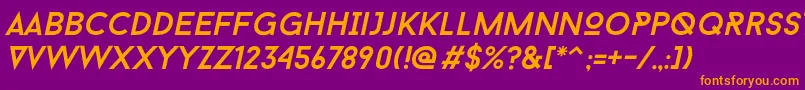 BaronNeueItalic-fontti – oranssit fontit violetilla taustalla