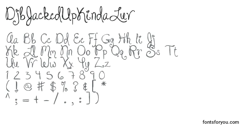 Schriftart DjbJackedUpKindaLuv – Alphabet, Zahlen, spezielle Symbole