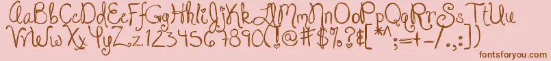 DjbJackedUpKindaLuv Font – Brown Fonts on Pink Background