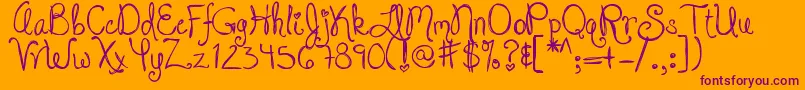 DjbJackedUpKindaLuv Font – Purple Fonts on Orange Background