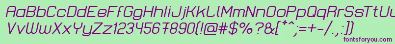 Шрифт LastwaerkRegularOblique – фиолетовые шрифты на зелёном фоне